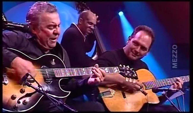 Christian Escoudé (g), Daryl Hall (b), Stochelo Rosenberg (g), Jazz in Marciac, 12 aot 2008, image extraite de YouTube