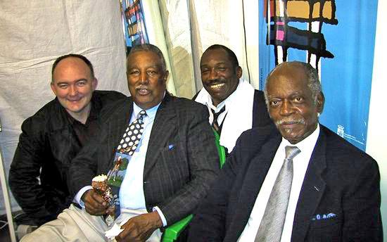 James Morrison (tp), Ray Brown, Alvin Queen, Hank Jones, Espagne, 2001 © Photo X, Collection Alvin Queen by courtesy